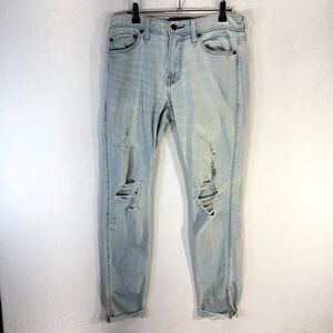 Hollister Skinny Advanced‎ Stretch Light Wash Ripped Jeans Womens Size W30 L30